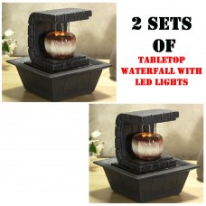 2) Sets SereneLife SLTWF35LED Small Indoor Tabletop Water Fountain W/ LED Lights   152537584402
